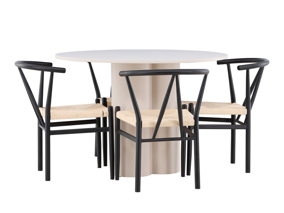 Conjunto de mesas y sillas para comedor Dallas 4688 (Negro + Beige)