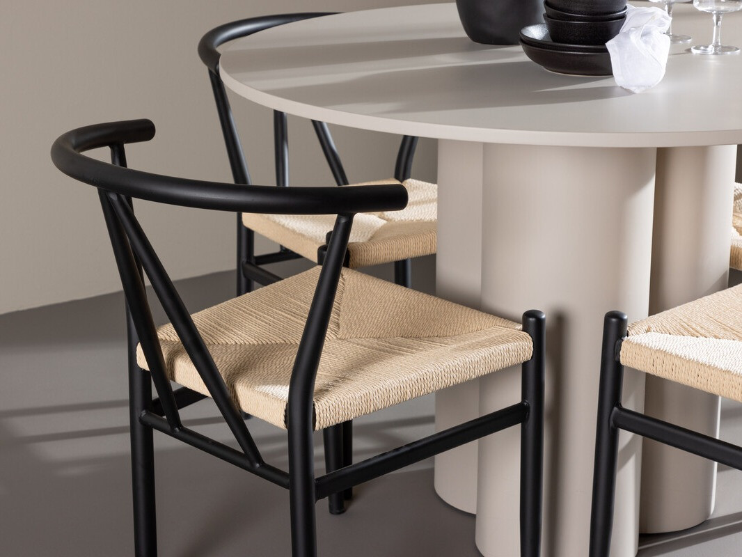 Conjunto de mesas y sillas para comedor Dallas 4688 (Negro + Beige)