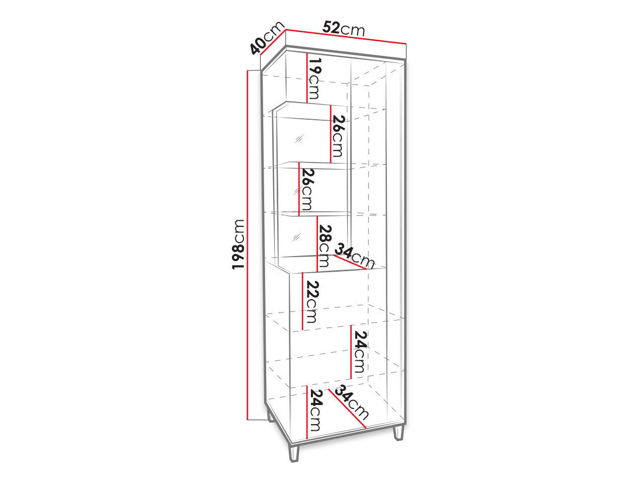 Estantería Livseri 108 (Blanco + Blanco brillante + Luminoso madera)