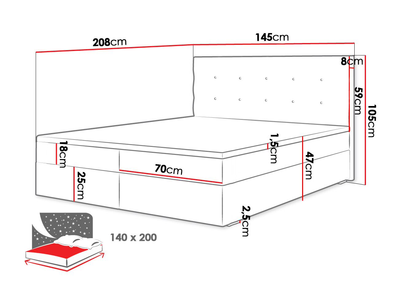 Cama continental Memphis 114 (Rico 19)