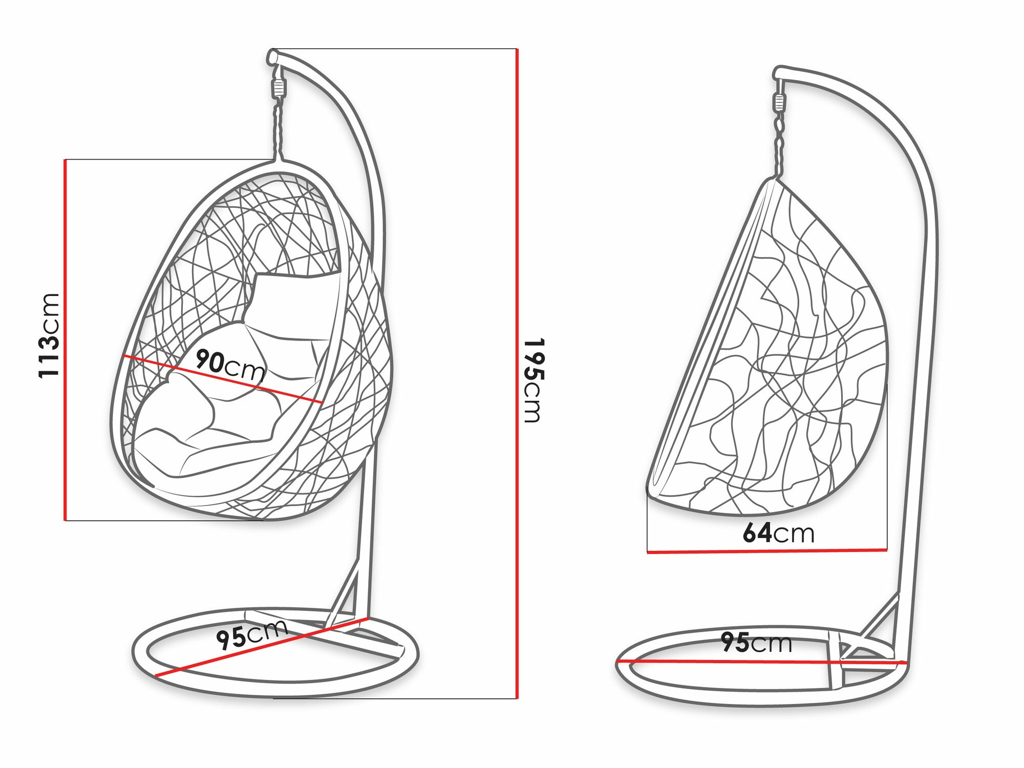 Silla colgante Miami 307 (Gris oscuro + Gris)