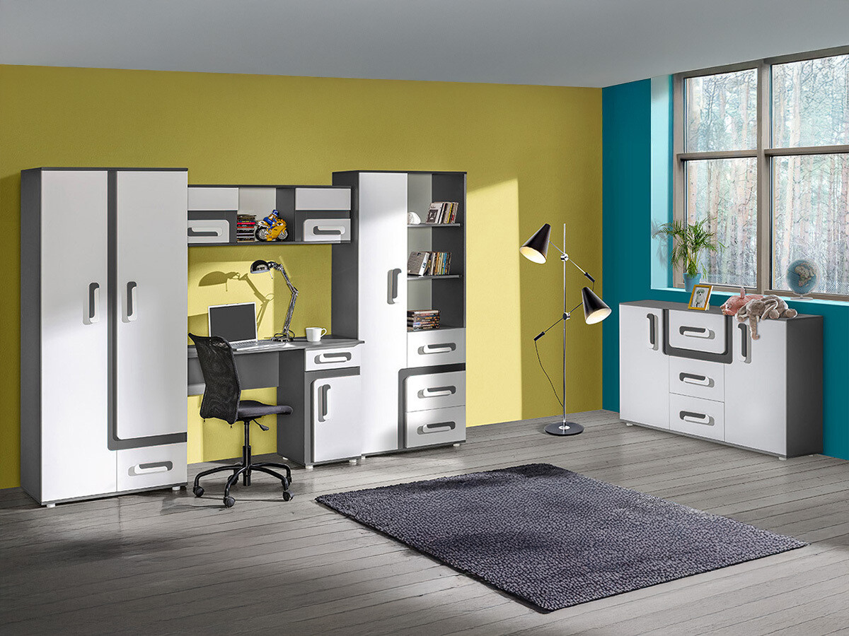 Conjunto de dormitorio infantil Aviseve 107 (Antracita + Blanco)