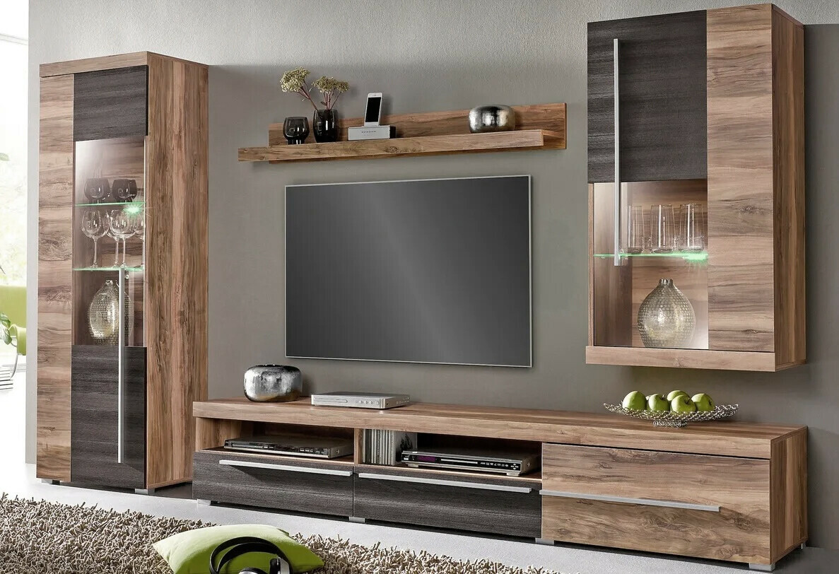 Conjunto de salón Sorciro 105 (Nuez + Roble oscuro)