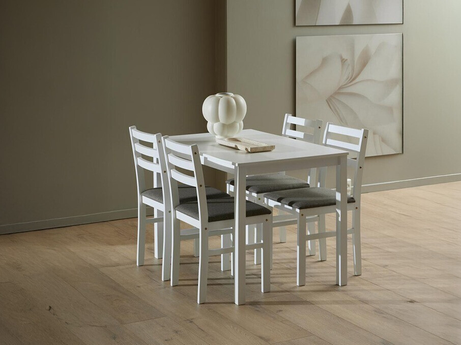 Conjunto de comedor Norsica 857 (Blanco + Gris claro)