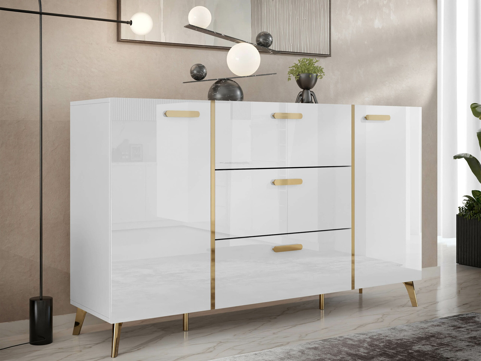 Cómoda Comfivo Capella I (Blanco + Blanco brillante)