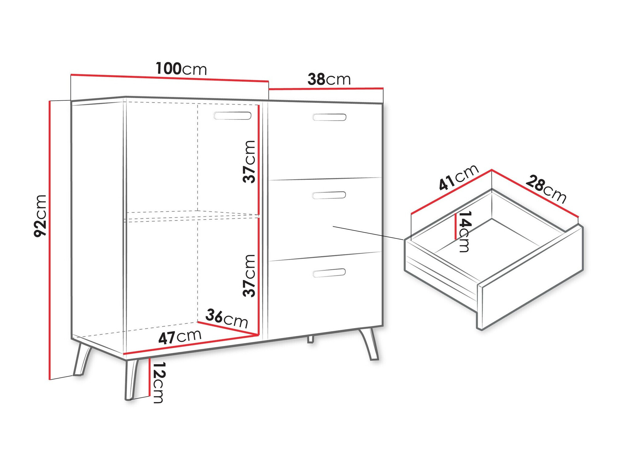 Cómoda Comfivo Teslomo 108 (Blanco + Blanco brillante)