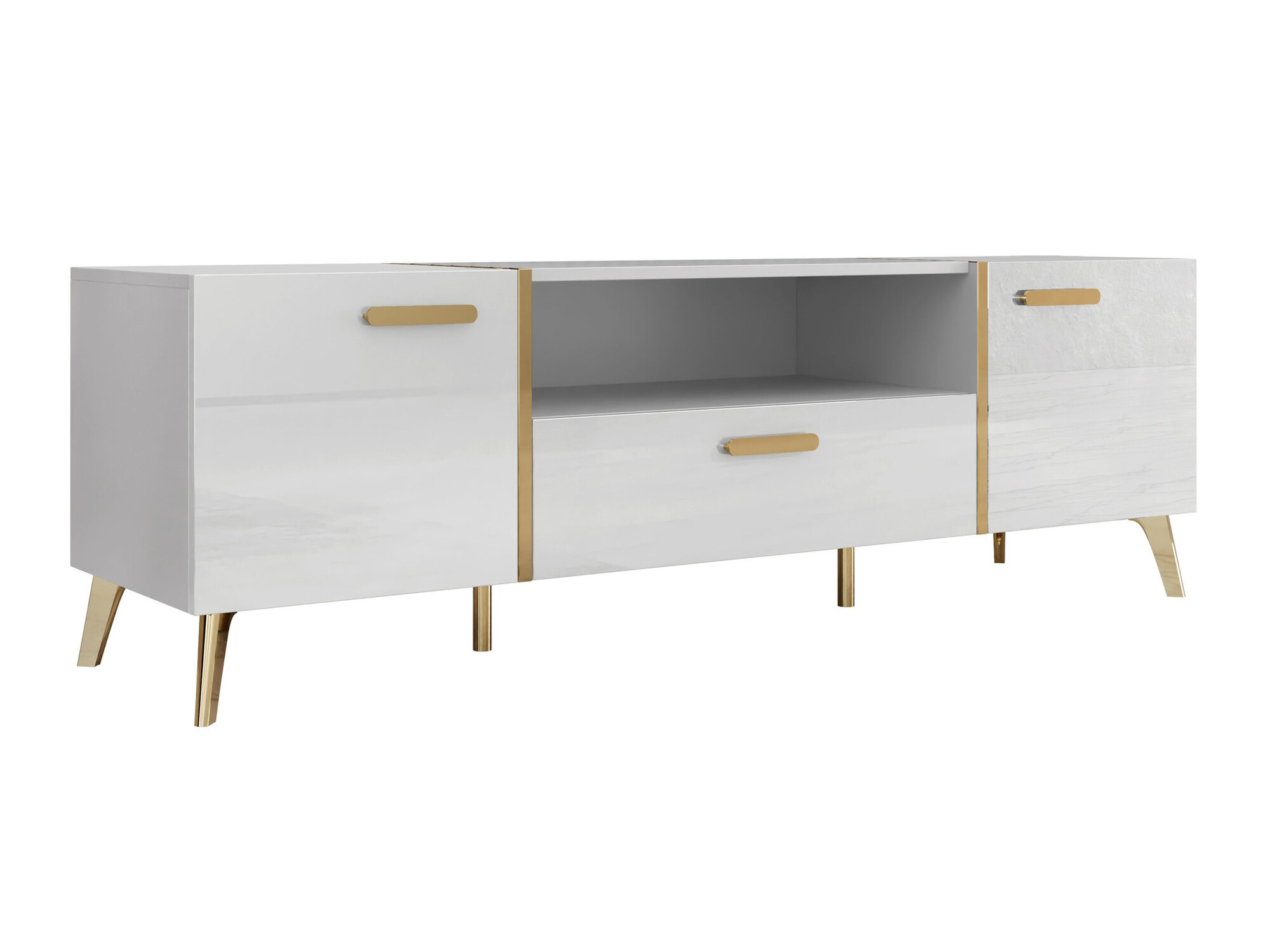Mueble TV Comfivo Teslomo 113 (Blanco + Blanco brillante)
