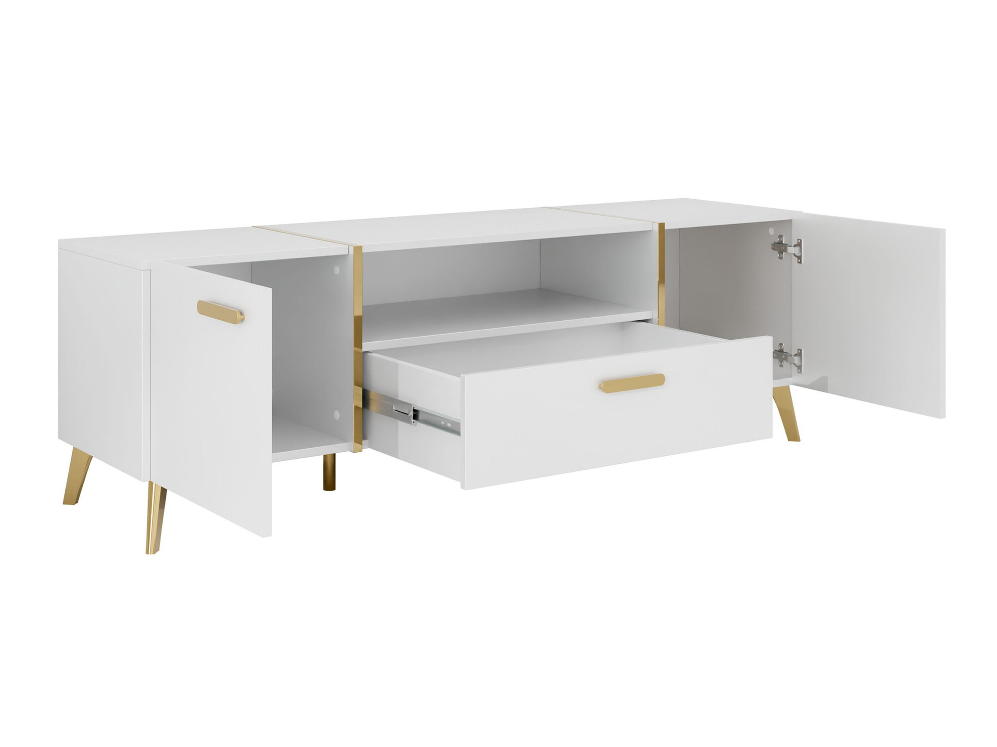Mueble TV Comfivo Teslomo 113 (Blanco + Blanco brillante)