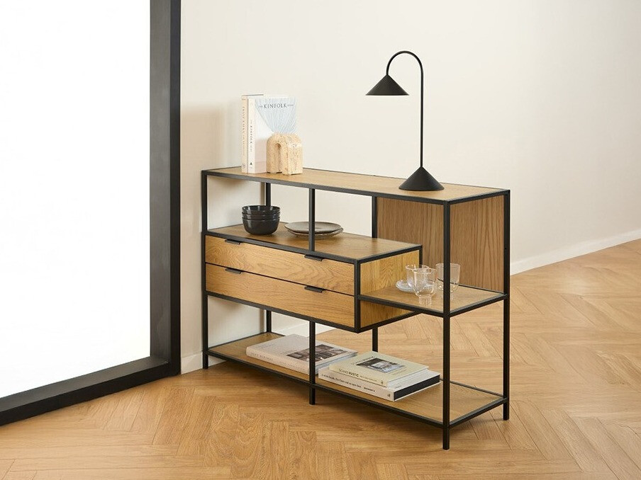 Estantería Norsica Sevferi 183 (Negro + Roble salvaje)