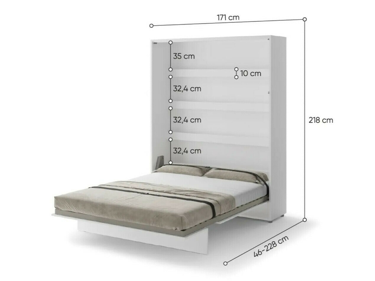 Cama plegable Concept Pro Lenart Levfere 138 (Blanco brillante + Gris)
