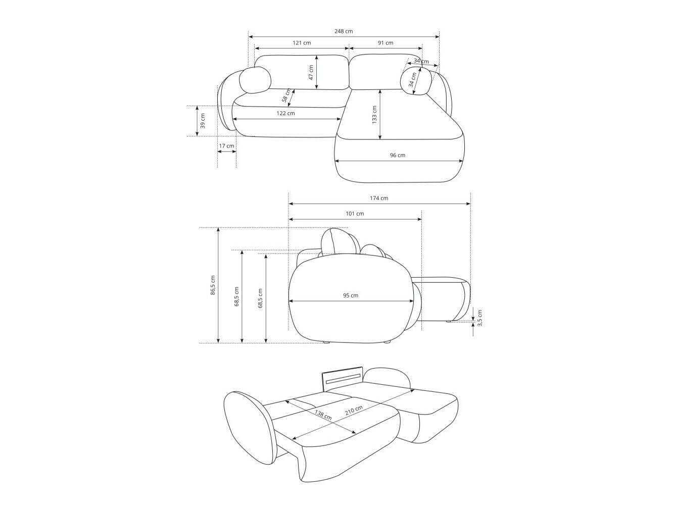 Sofá rinconero Kingston 140 (Siruco 80)