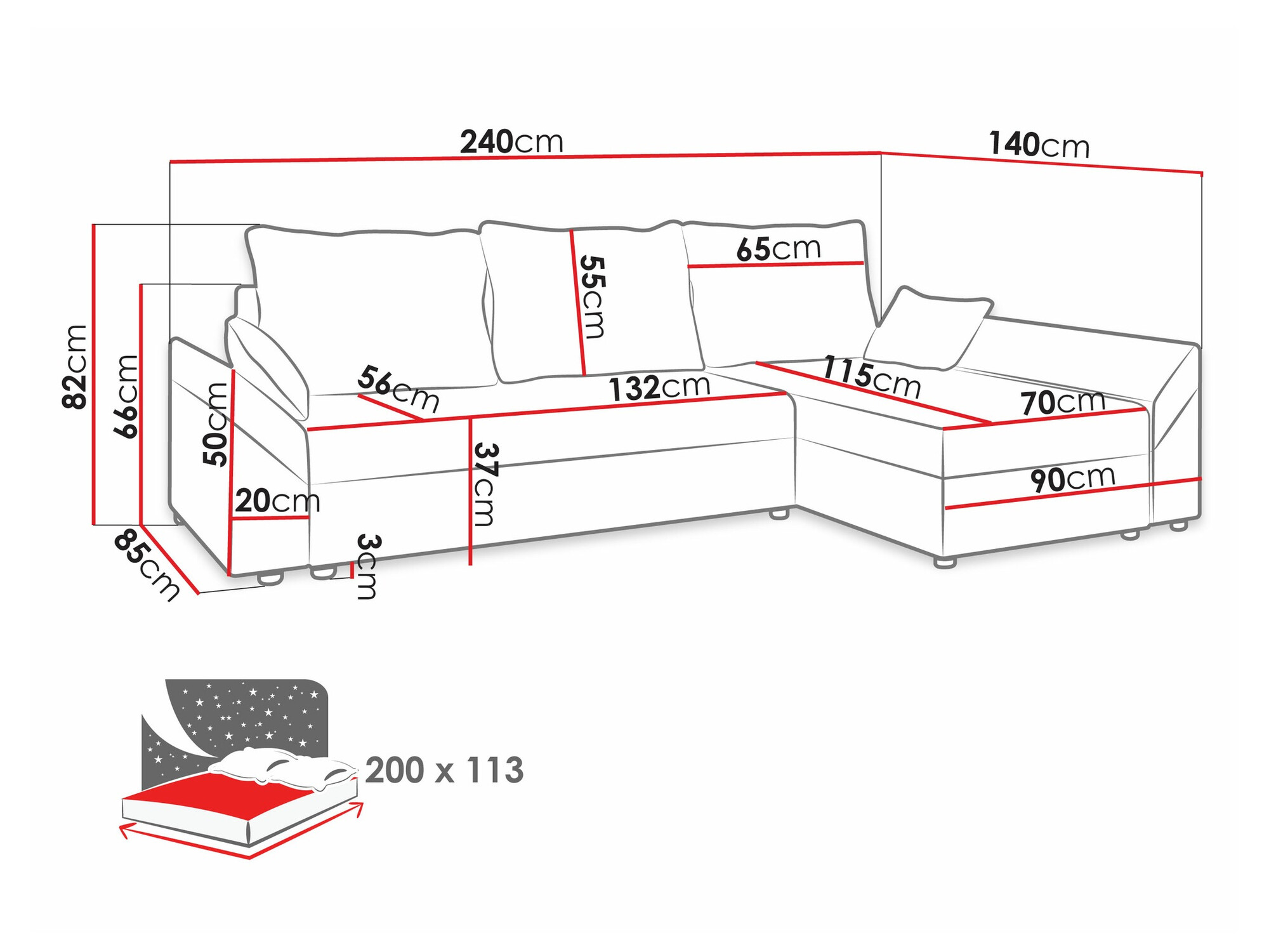 Sofá rinconero Memphis 130 (Kronos 07)