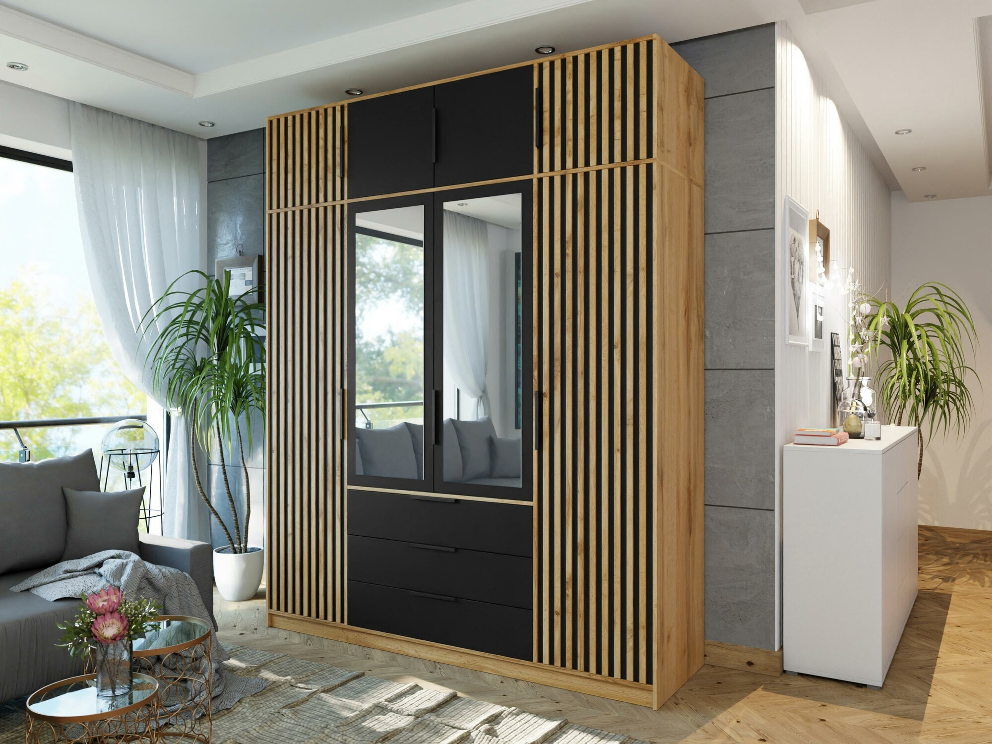 Armario Collis II (Roble wotan + Negro)