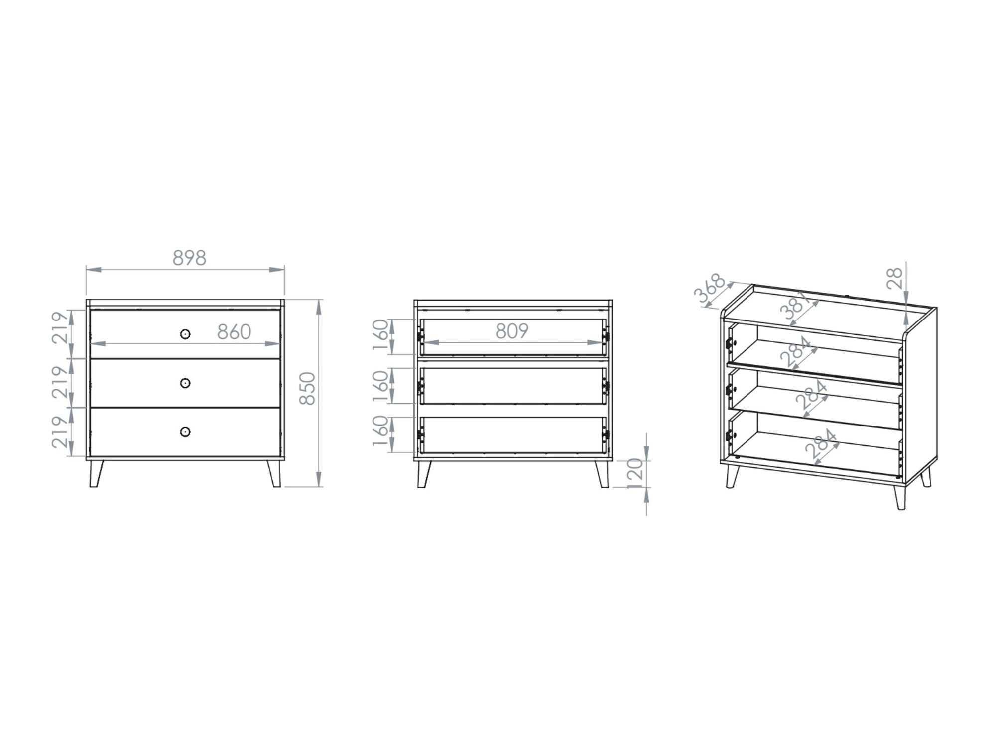 Cómoda Tortoli 105 (Gris)