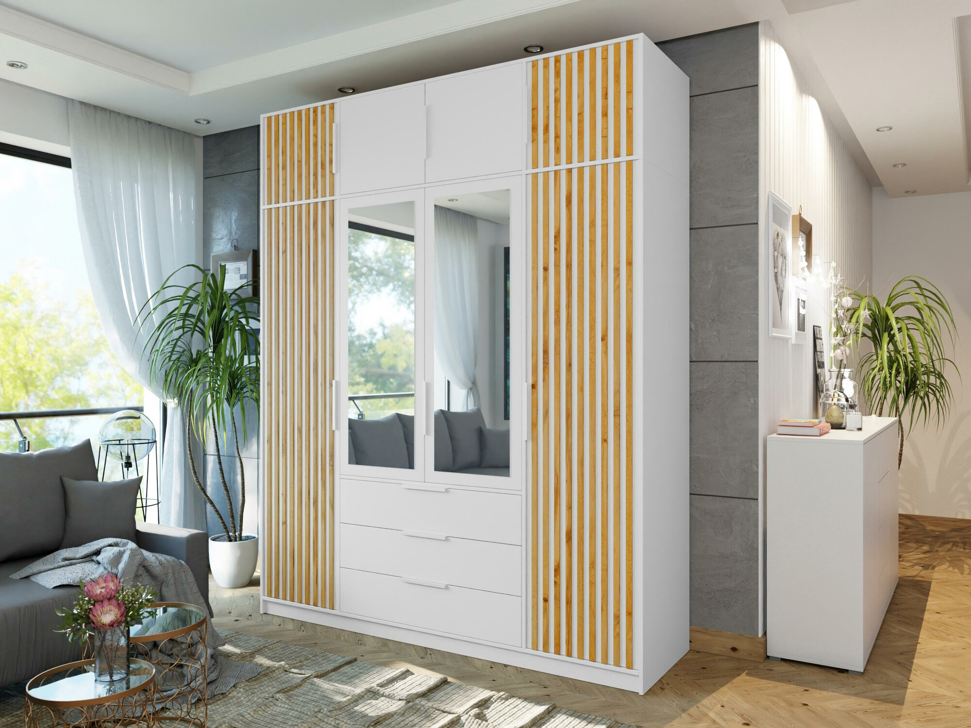 Armario Collis II (Blanco + Roble wotan)