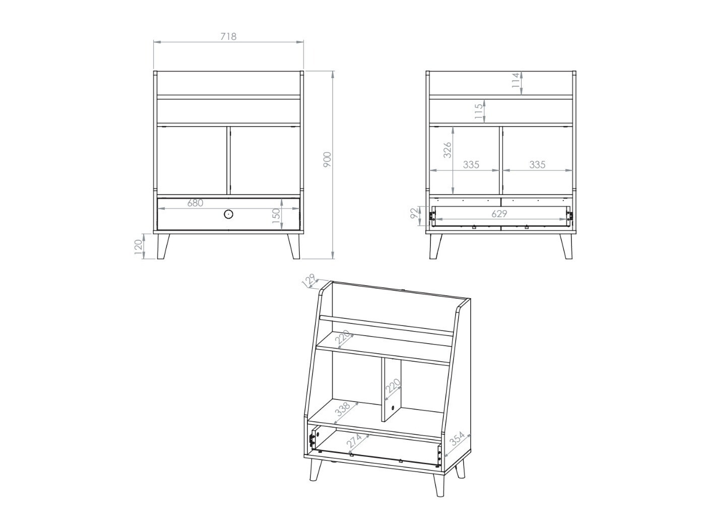 Estantería Tortoli 107 (Gris)