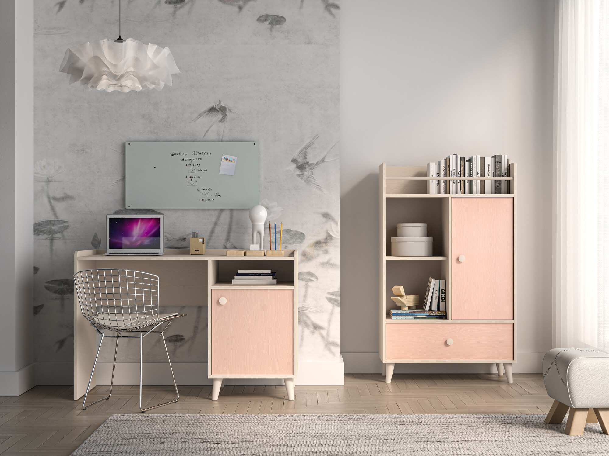Conjunto de dormitorio infantil Tortoli 115 (Rosa)