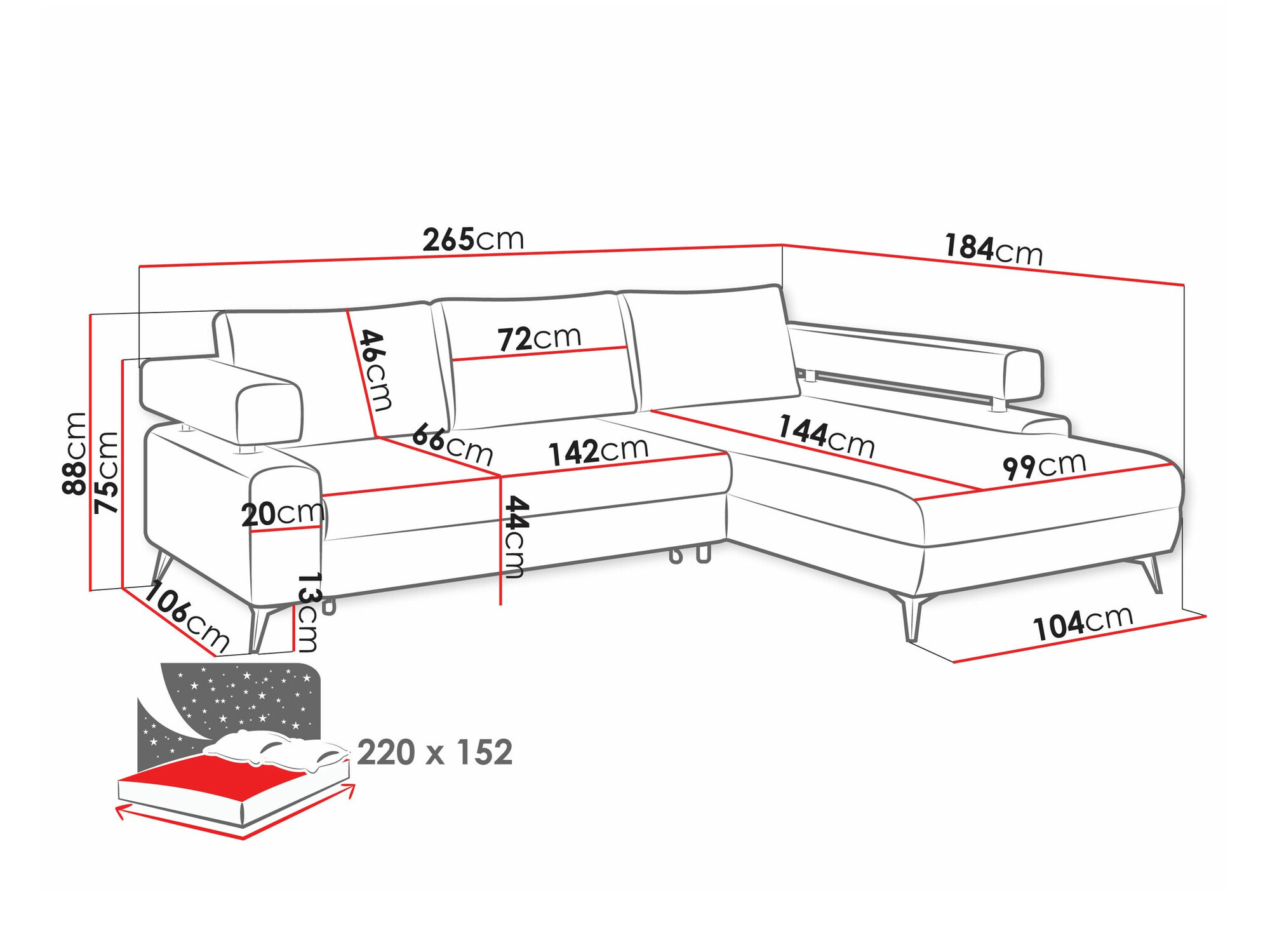 Sofá rinconero Lincoln 199 (Primo 96)