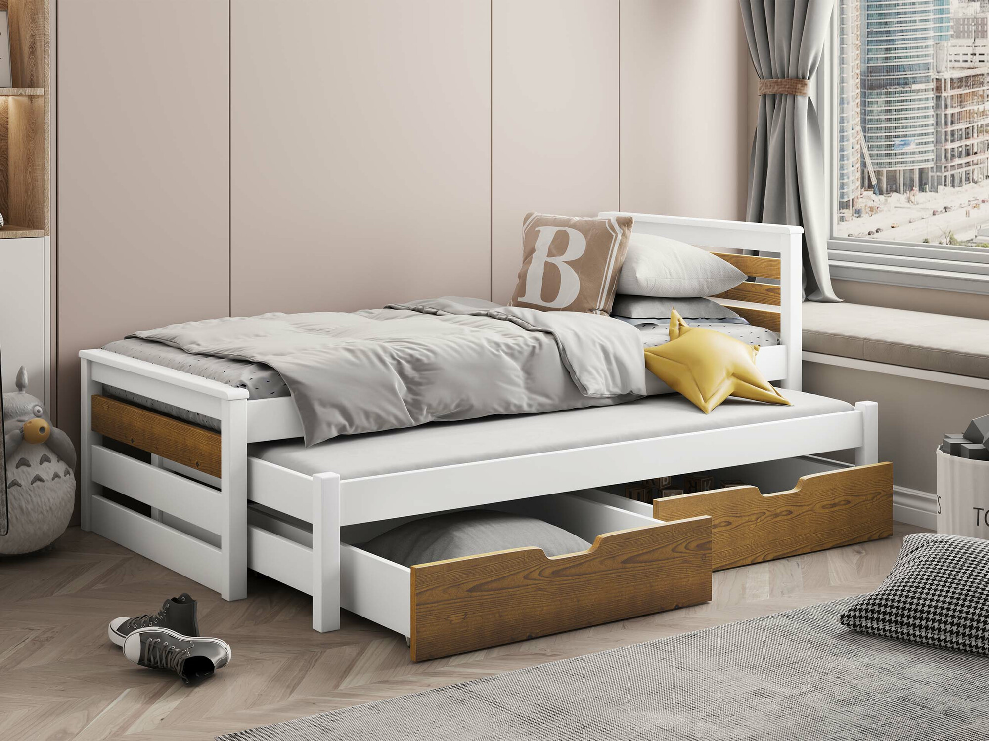 Cama Henderson 170 (Blanco + Roble Sonoma)
