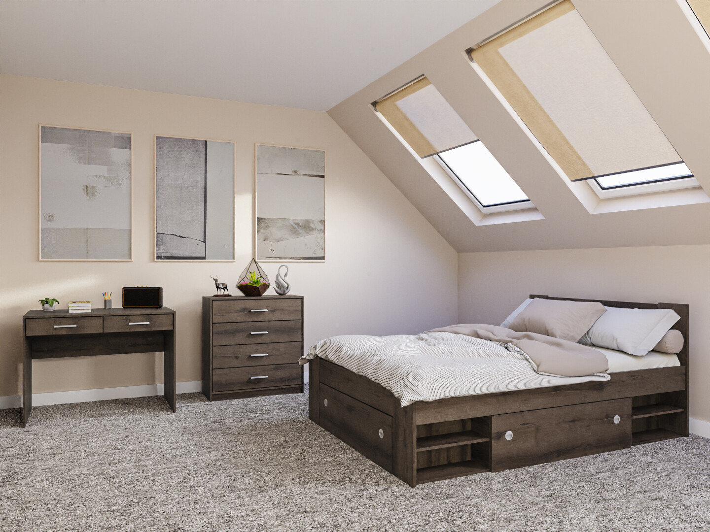 Conjunto de dormitorio Novsore 155 (Roble oscuro)