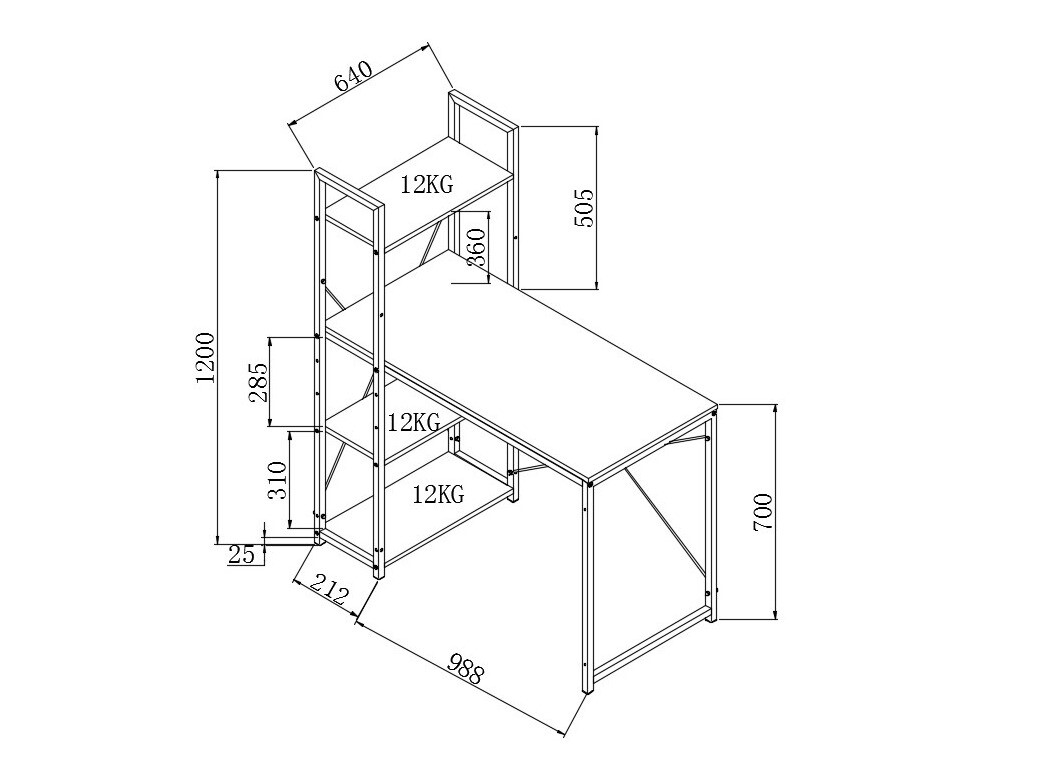Mesa de oficina Houston 1888 (Roble Sonoma + Negro)