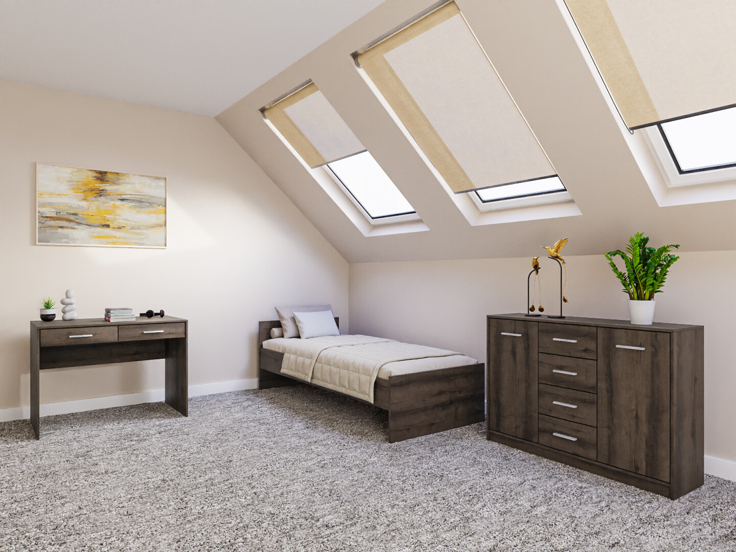 Conjunto de dormitorio Novsore 149 (Roble oscuro)