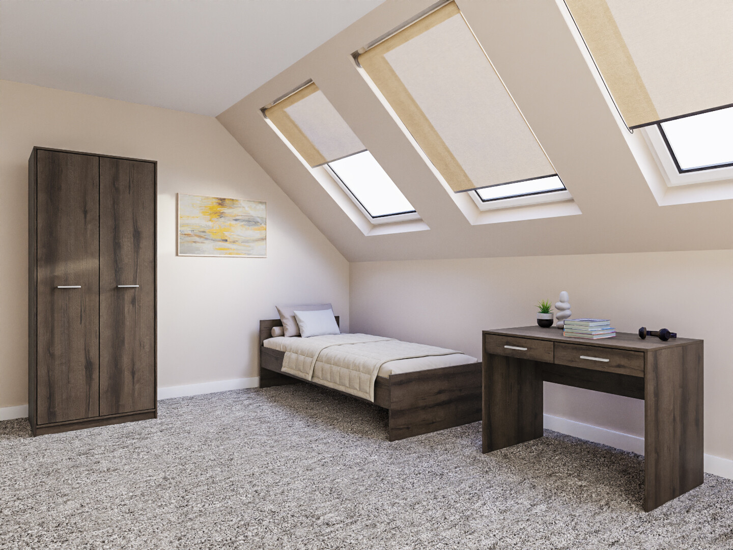 Conjunto de dormitorio Novsore 157 (Roble oscuro)