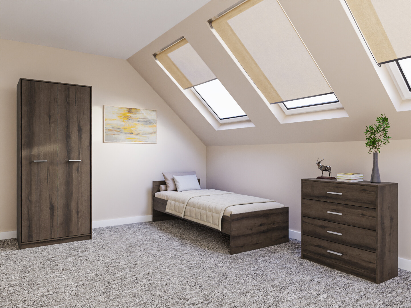 Conjunto de dormitorio Novsore 151 (Roble oscuro)