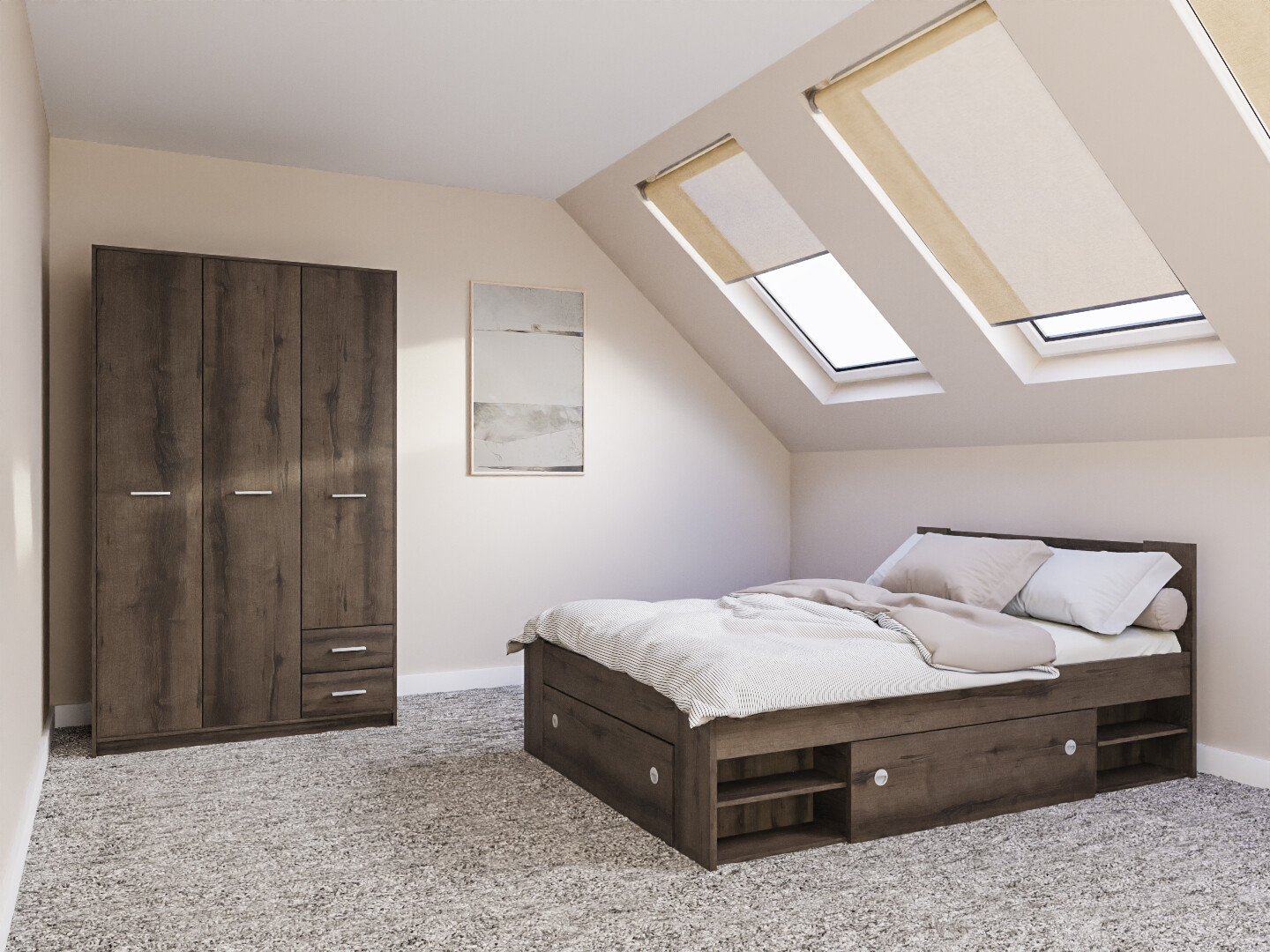 Conjunto de dormitorio Novsore 158 (Roble oscuro)