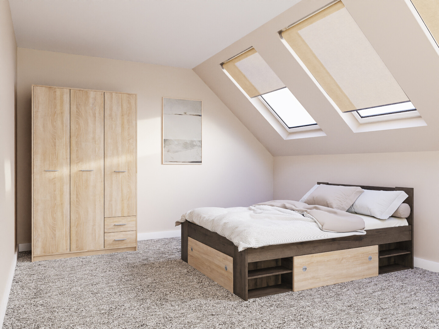 Conjunto de dormitorio Novsore 158 (Roble oscuro)