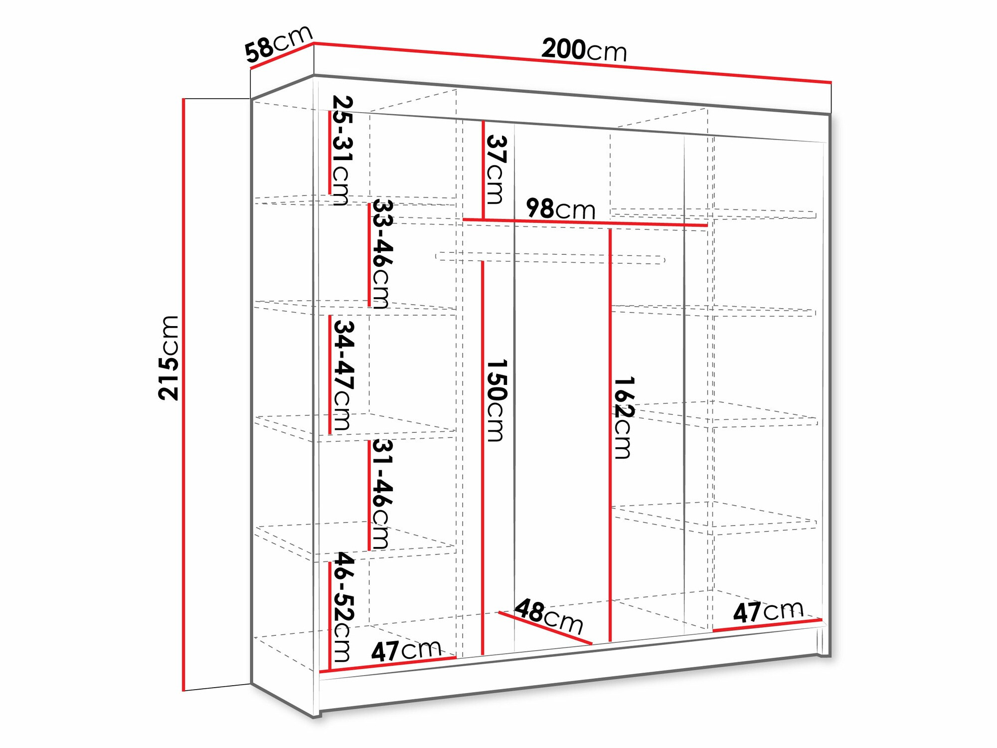 Armario Closico 160 (Negro)