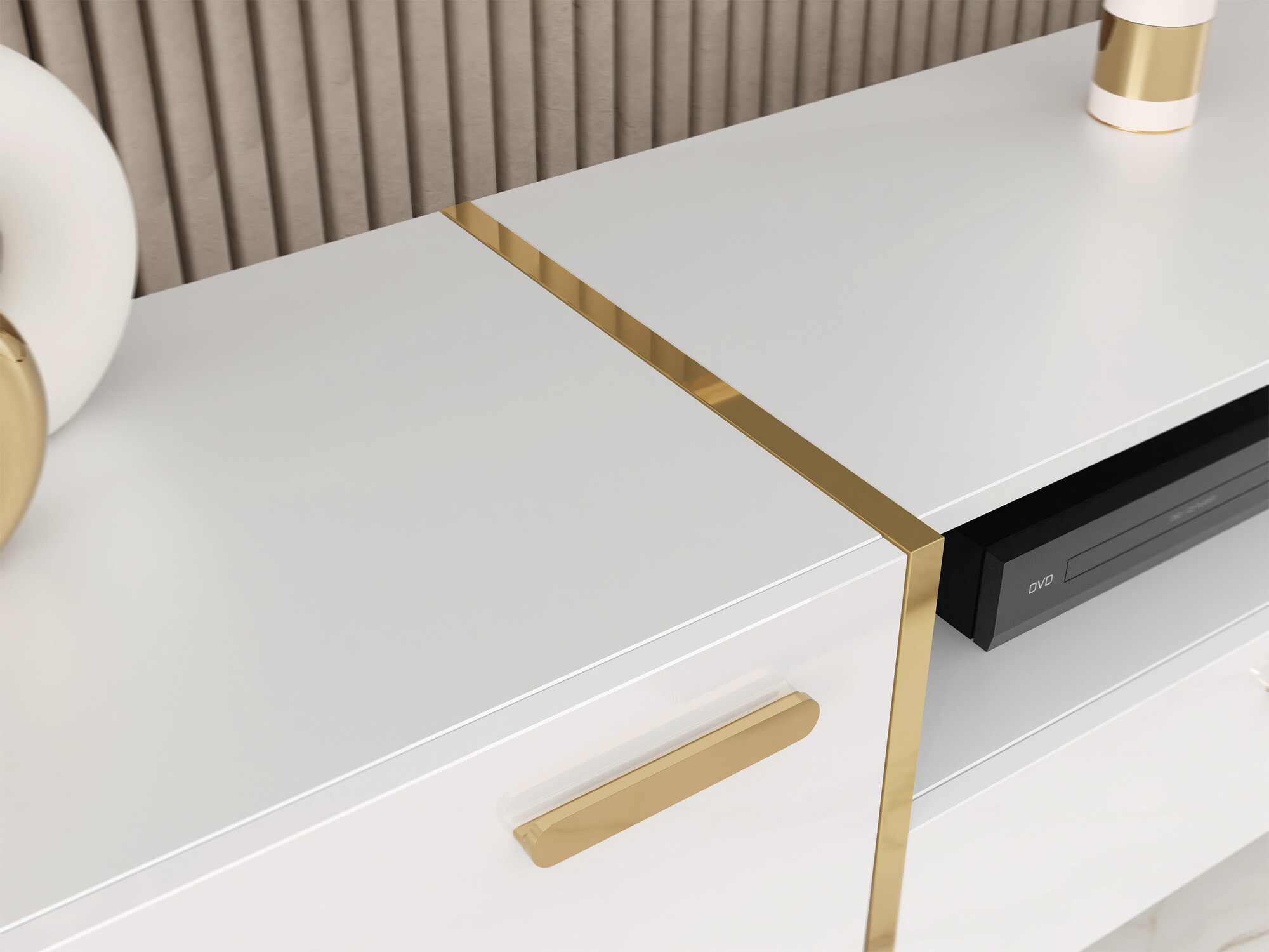 Conjunto de salón Teslomo 102 (Blanco + Blanco brillante)