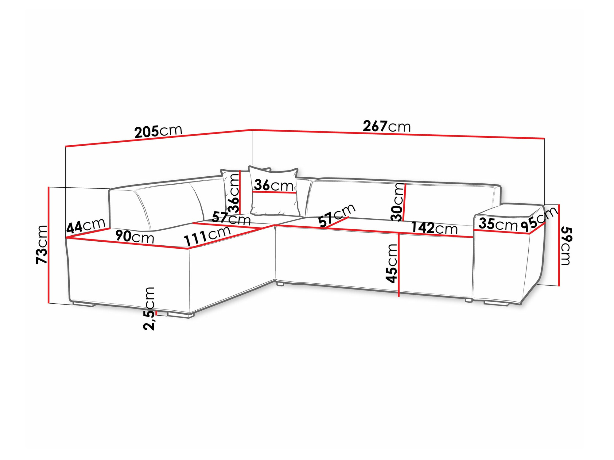 Sofá rinconero Comfivo 289 (Baloo 2074)