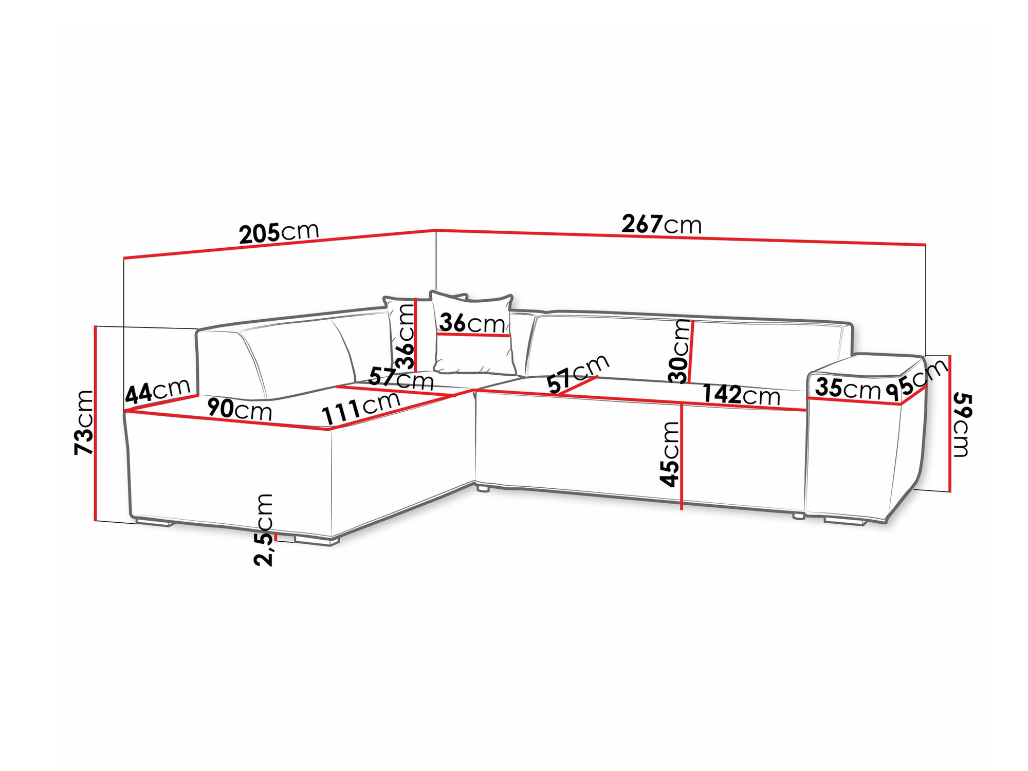 Sofá rinconero Comfivo 289 (Otusso 14 + Sorriso 04)
