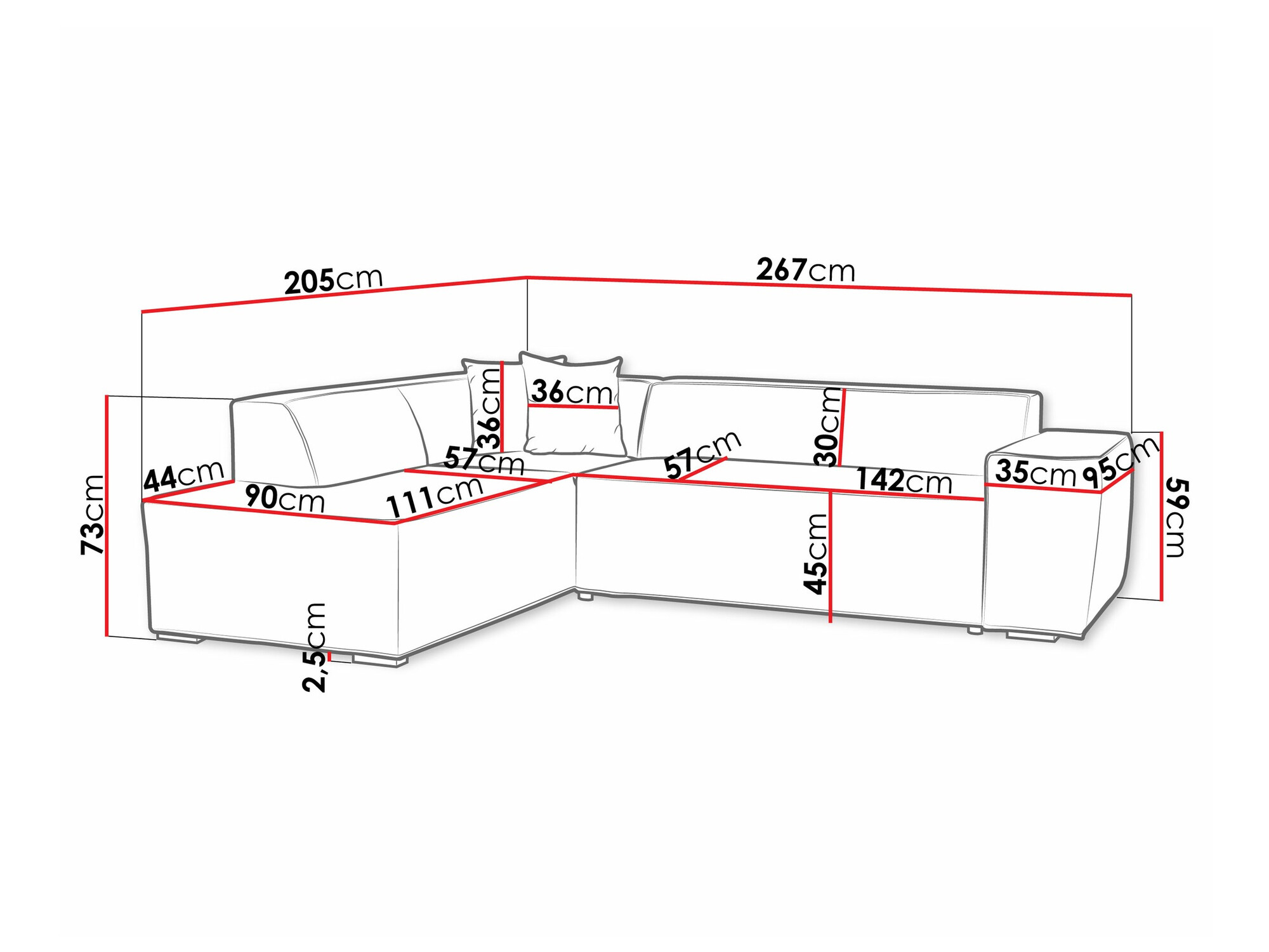 Sofá rinconero Comfivo 289 (Uttario Velvet 2955 + Uttario Velvet 2956)