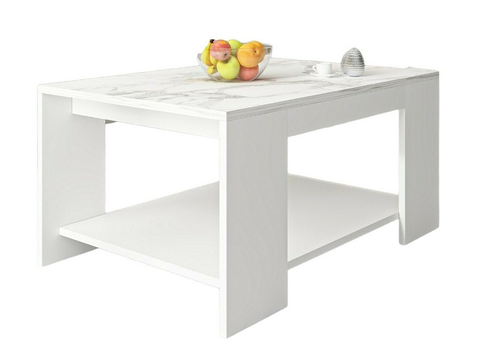 Mesa de centro Kailua 1815 (Blanco + Mármol blanco)