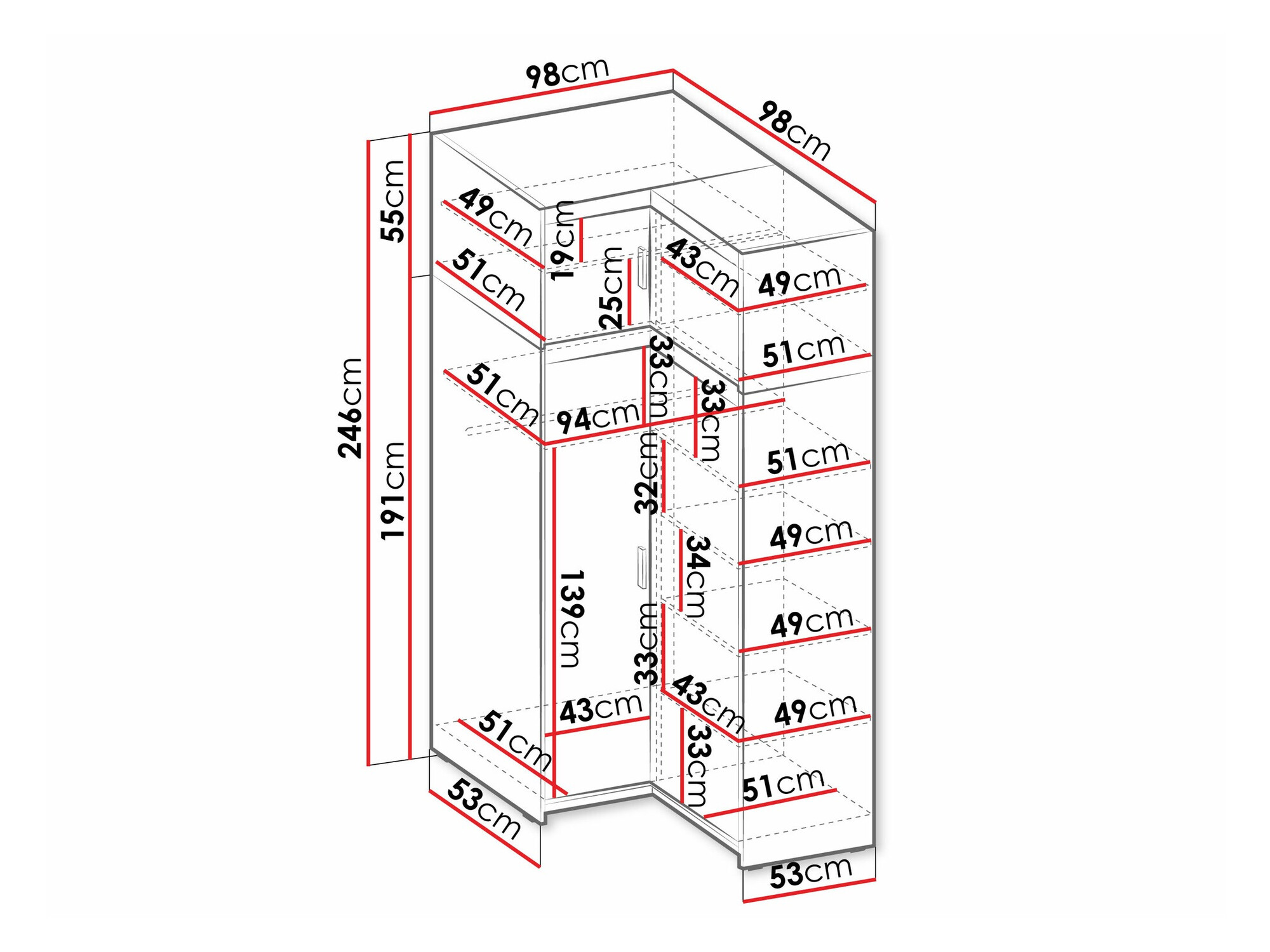 Armario de rincón Novduni 121 (Blanco)