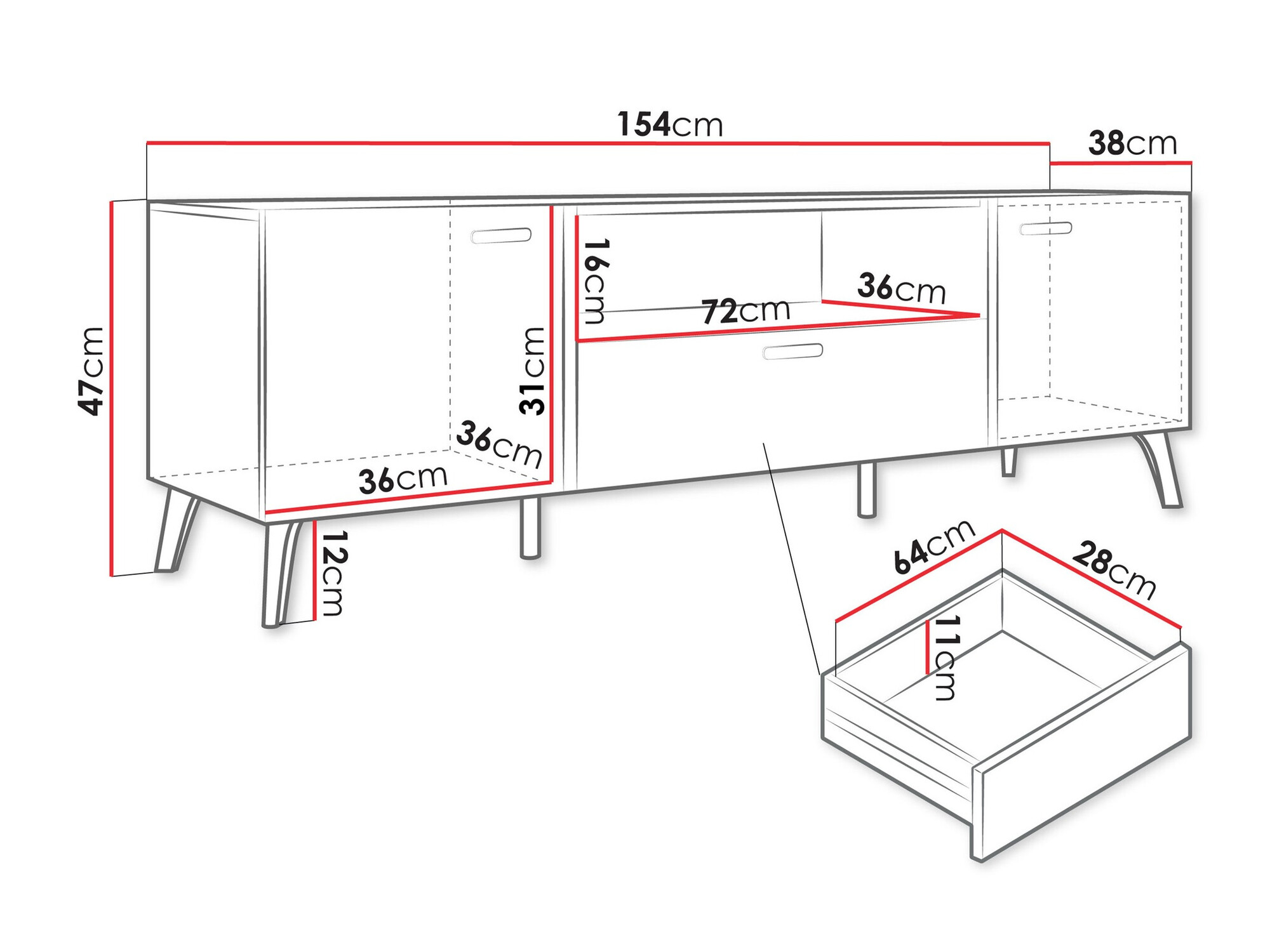 Mueble TV Teslomo 100 (Cachemira + Cachemira brillante)