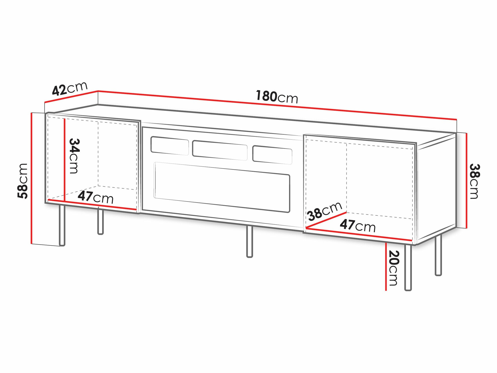 Mueble TV Charlotte 210 (Negro)