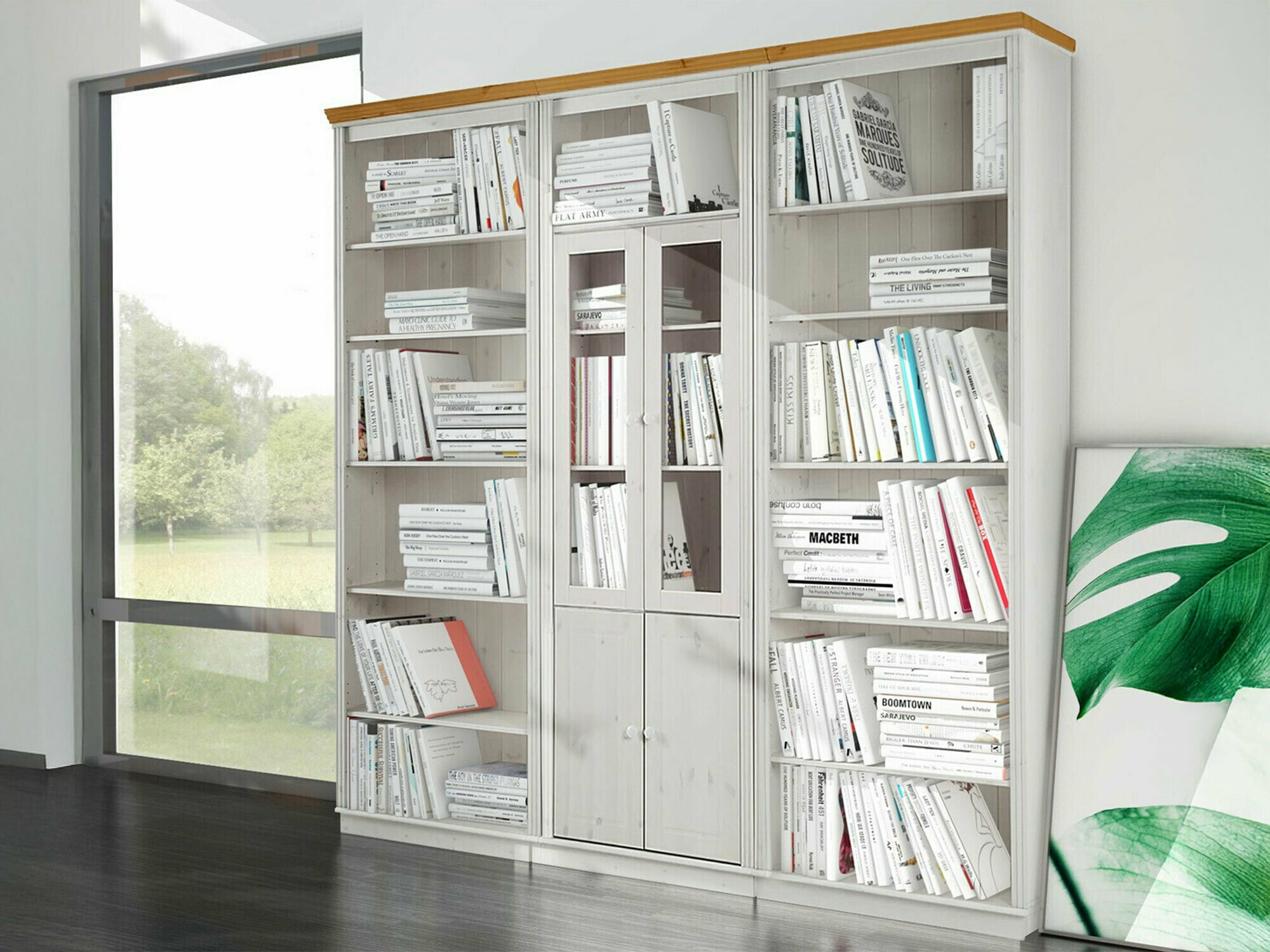 Conjunto de estantería Saltoro 113 (Blanco + Miel de roble)