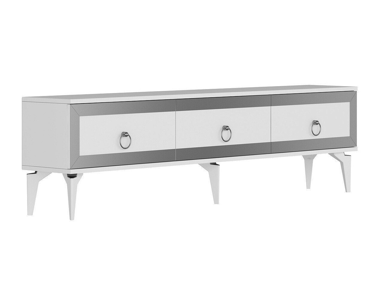 Mueble TV Asheboro 168 (Blanco + Plata)