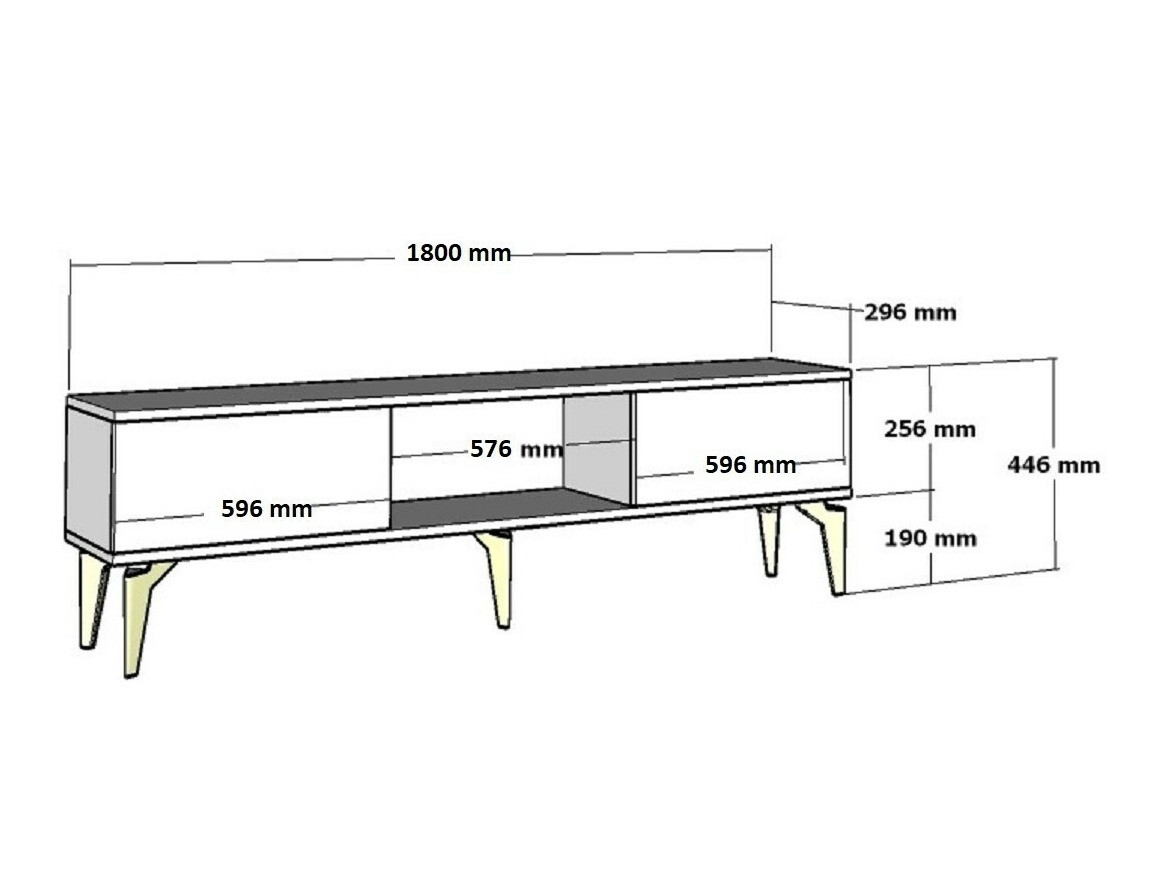 Mueble TV Asheboro 168 (Blanco + Plata)