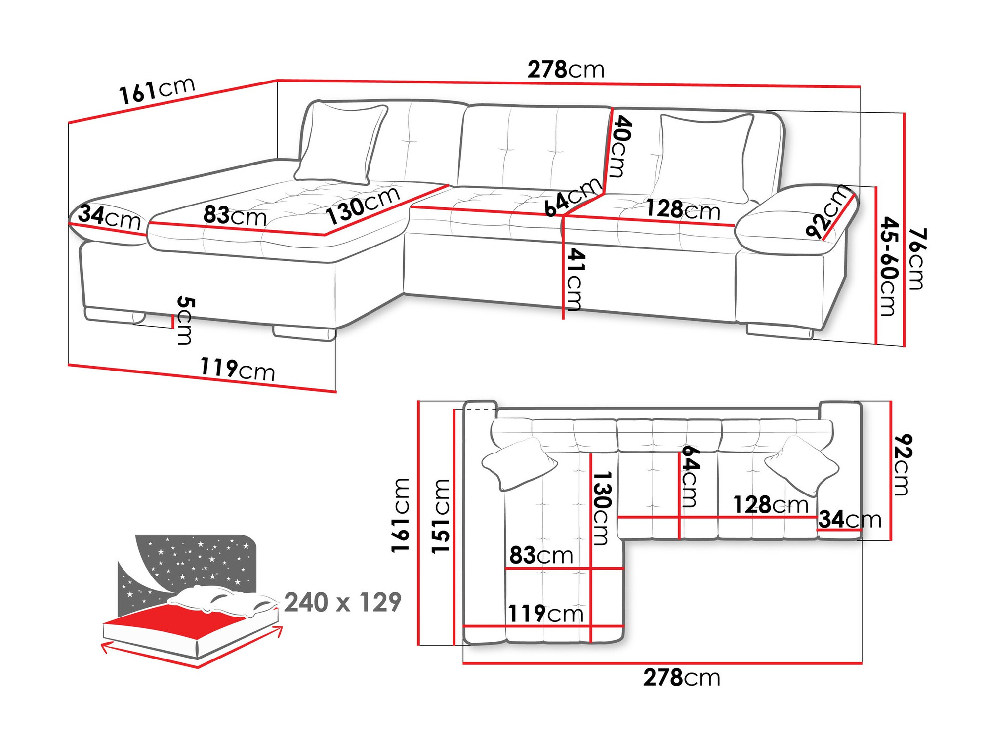 Sofá rinconero Comfivo Sanitas I (Wave 05)