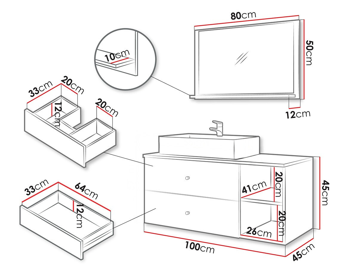 Conjunto de mueble de baño Ophruvi 100 (Negro)