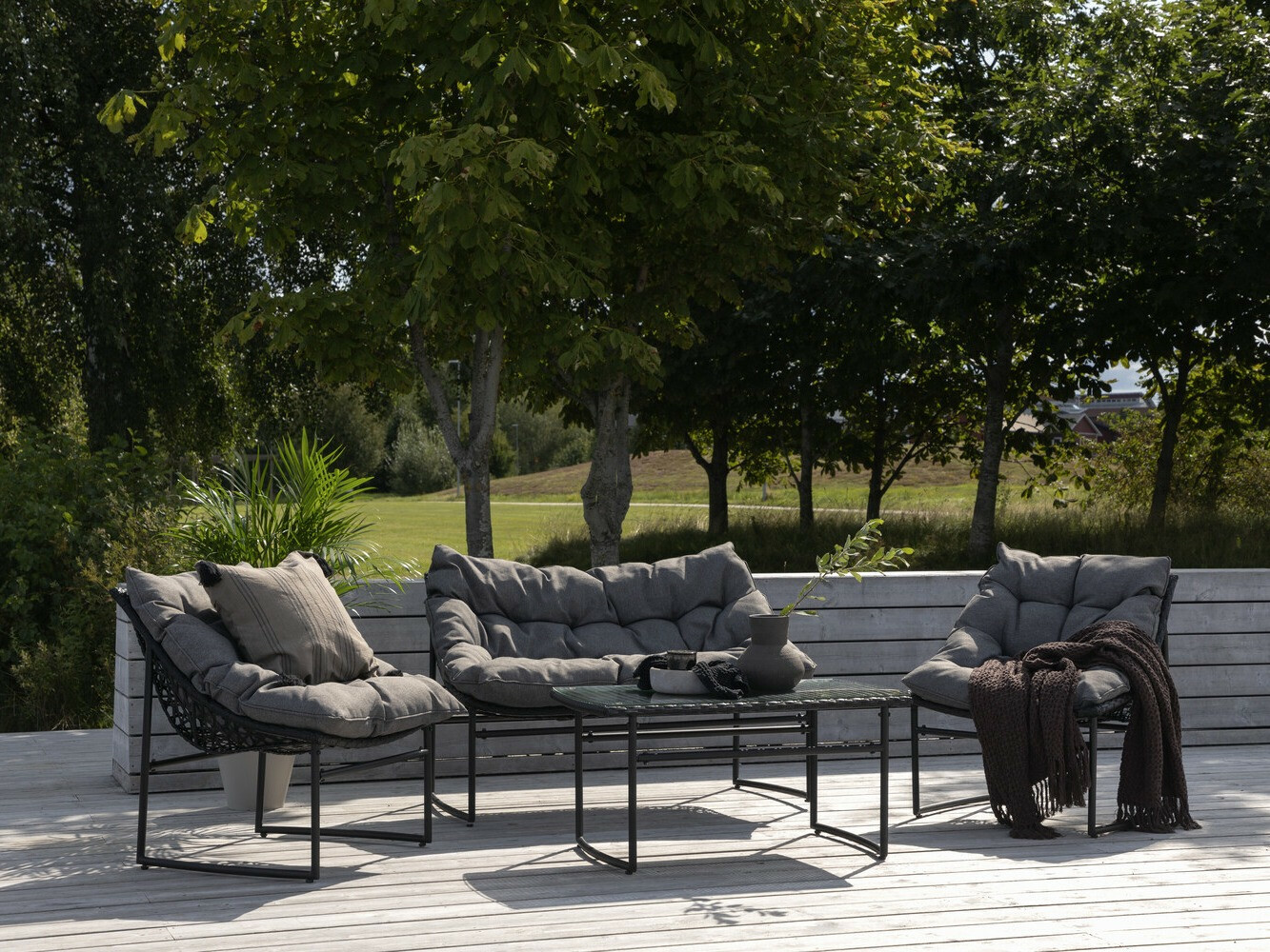 Conjunto de muebles de exterior Dallas 4732 (Negro + Gris)