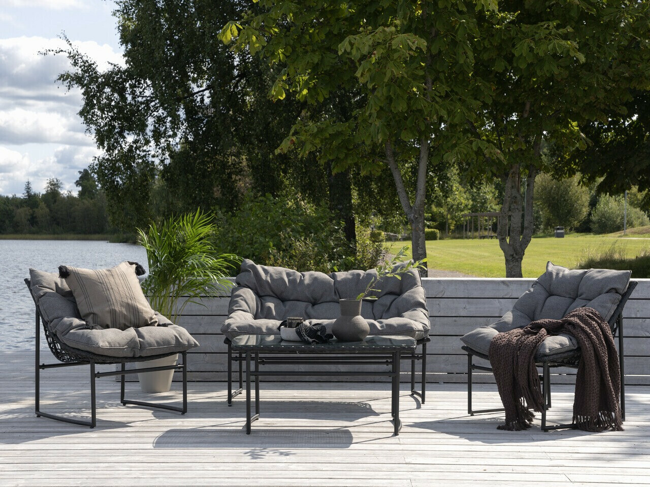 Conjunto de muebles de exterior Dallas 4732 (Negro + Gris)