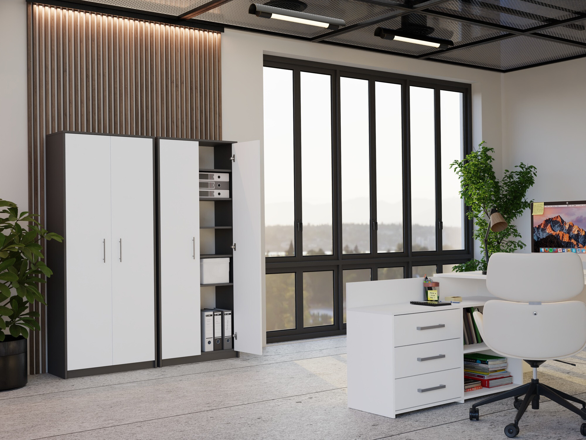 Estantería Mandeville 196 (Antracita + Blanco)