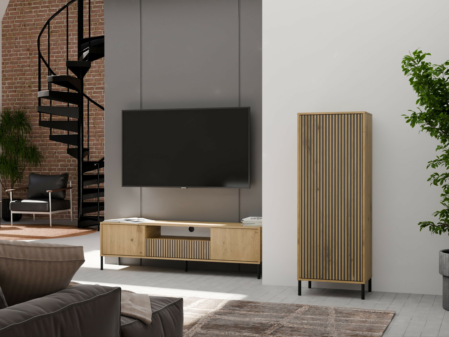 Estantería Orlsone 101 (Roble Artisan + Negro)