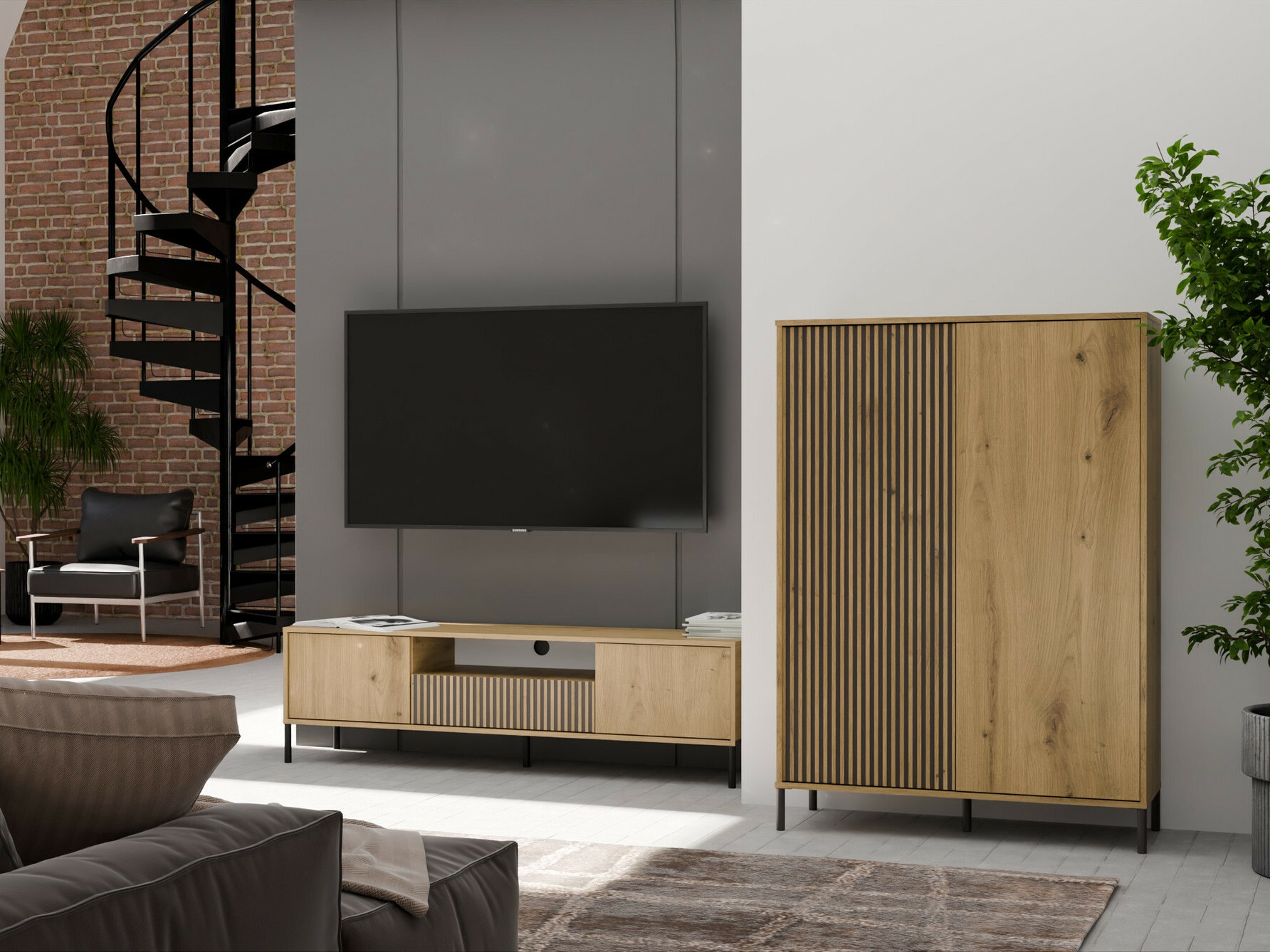 Estantería Orlsone 102 (Roble Artisan + Negro)