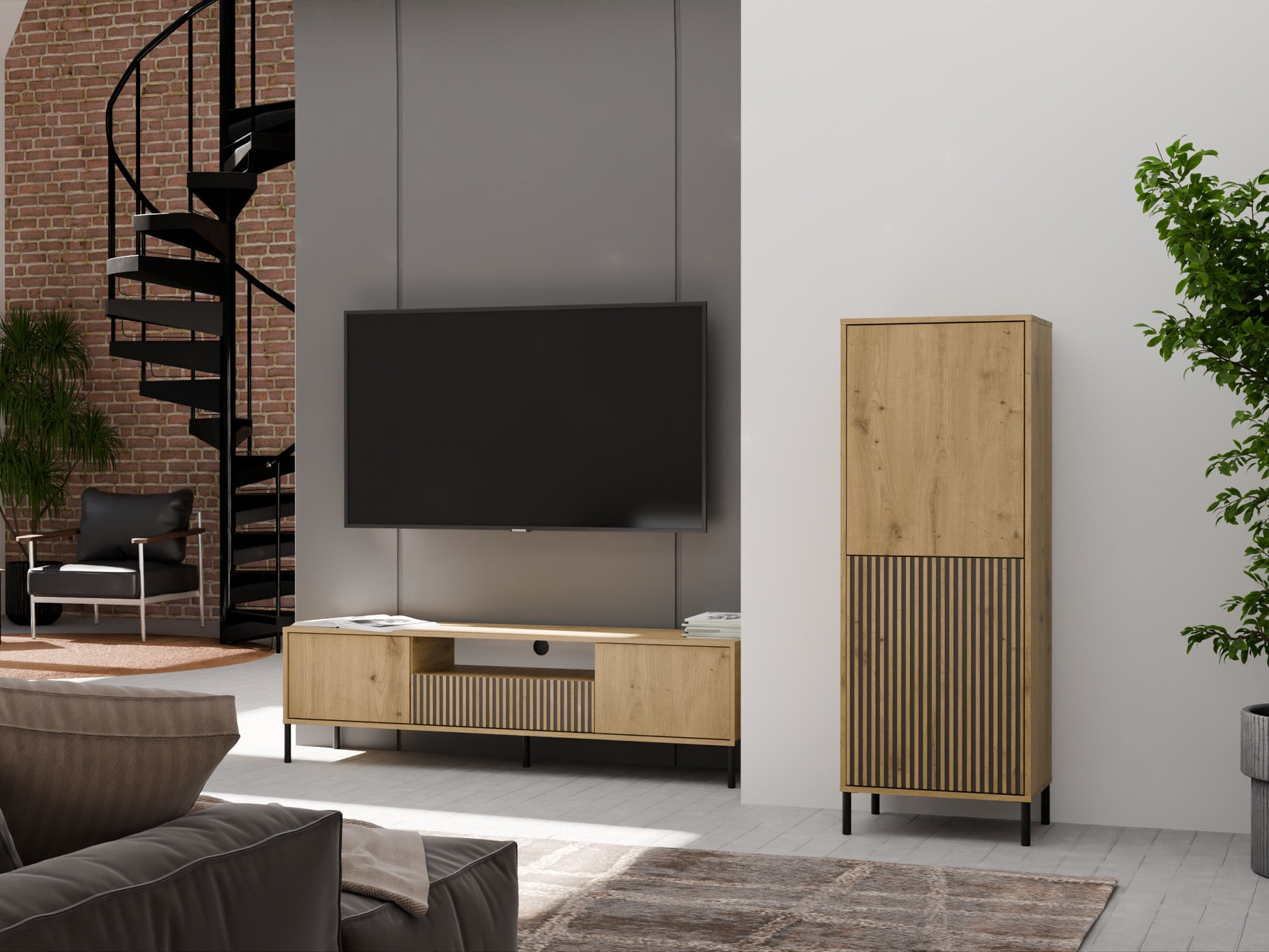 Estantería Orlsone 103 (Roble Artisan + Negro)